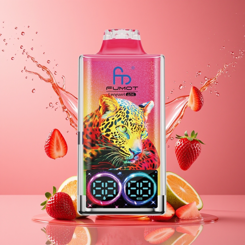 Suomi tukku Fumot Leopard 40K Puffs Disposable Vape Mansikka-Vesimeloni 0%-5% Nikotiinia, 700mAh, Type-C, Dual Mesh, 40000 Puffs