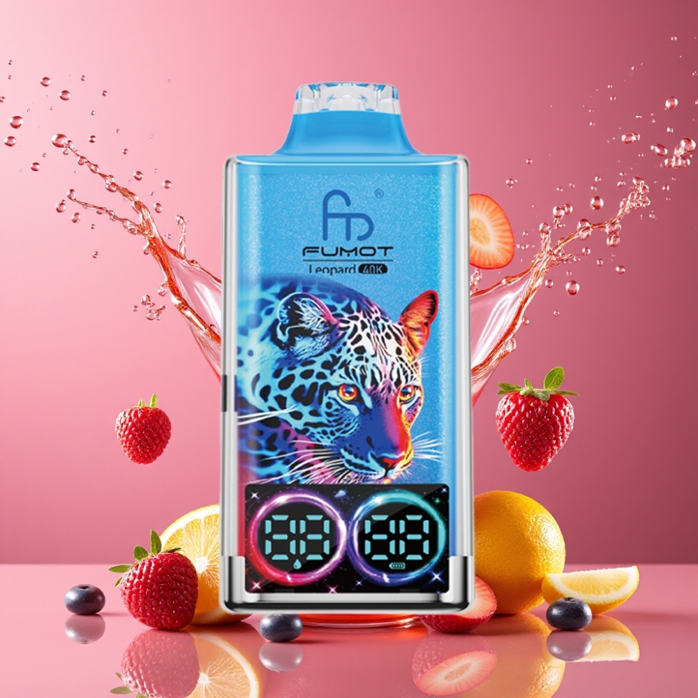 Suomi tukku Fumot Leopard 40K Puffs Disposable Vape Mixed Berries – Dual Mesh, 700mAh, Type-C Charging, 0-5% Nicotine