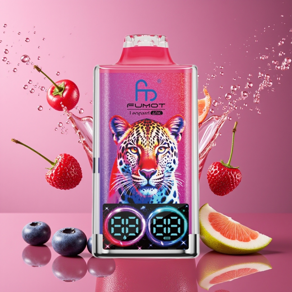 Suomi tukku Fumot Leopard 40K Puffs Disposable Vape Mustikka-Kirsikka-Karpalo 700mAh Dual Mesh Type-C Lataus