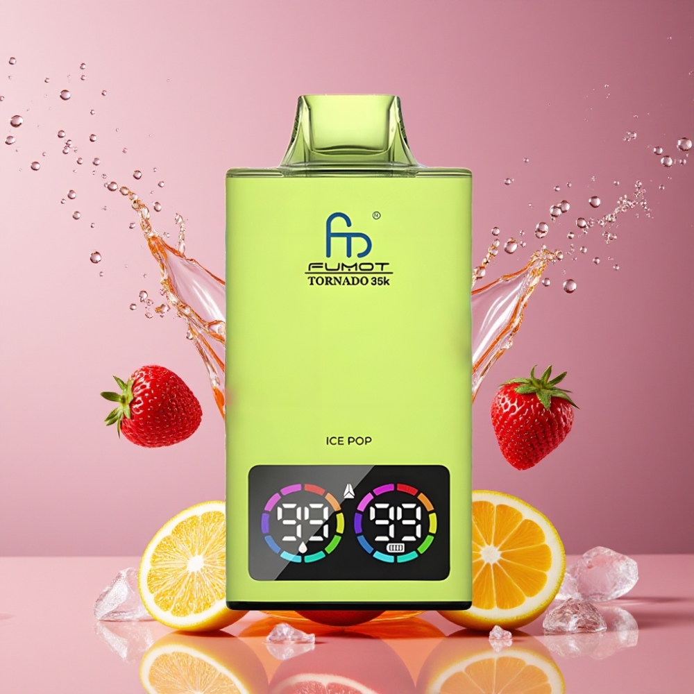Suomi tukku Fumot Tornado 35K Disposable Vape Jääpuikko – 15ml, 35000 Puffs, Dual Mesh Coil, RGB-valot, USB-C