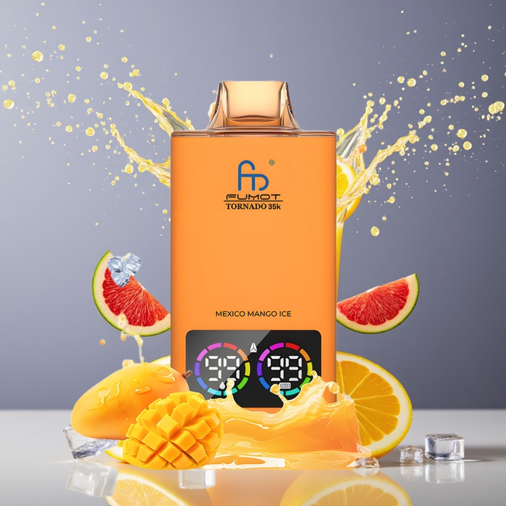 Suomi tukku Fumot Tornado 35K Disposable Vape – Kaksoishäkkikelkka, 15ml E-neste, 700 MAH Akku, Nopea lataus, Meksikon Mango-Jää