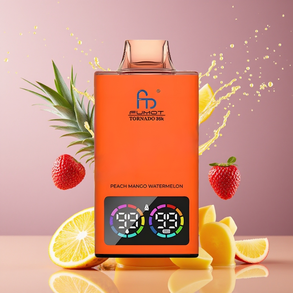 Suomi tukku Fumot Tornado 35K Disposable Vape Persikka Mango Ananas – 15ml E-juice, 700 MAH Akku, Nopea Lataus, USB-C, 35000 Tupahdusta