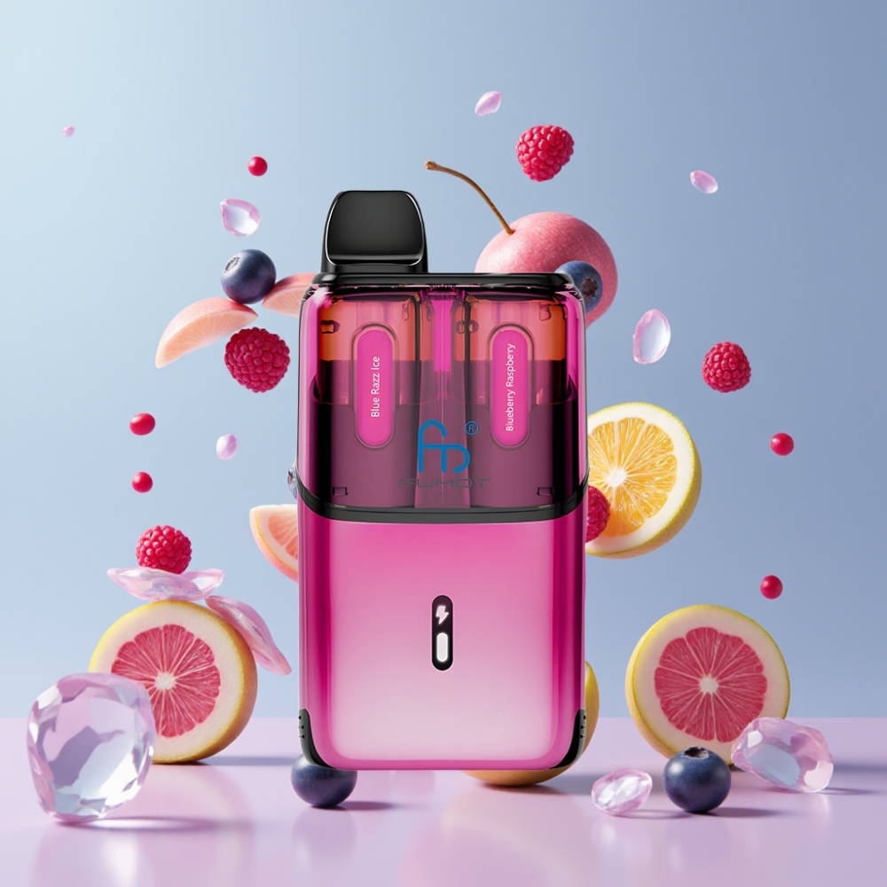 Fumot Ultra T32000 Kertakäyttöinen Vape 32000 Puffs 800mAh Type-C Suomi Tukku – Sininen Vadelma-Jää & Mustikka-Vadelma