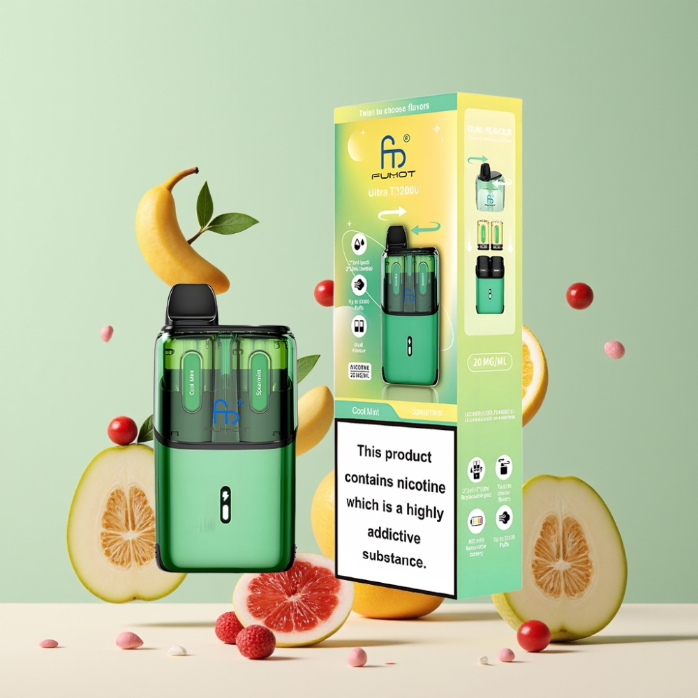 Suomi tukku Fumot Ultra T32000 Kertakäyttöinen Vape 32000 puffia 800mAh Cool Mint & Spearmint (Viileä Minttu & Spearmint) 24ml Type-C Advanced Mesh Coil