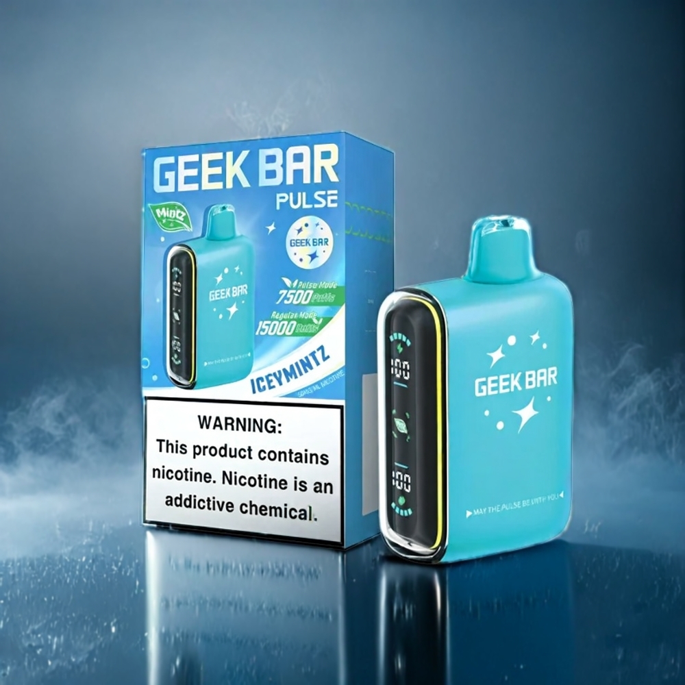 Suomi tukku Geek Bar Pulse 15000 Puffs Minttiversio – 16ML, 5% Nikotiinia, Säädettävä Ilmanvirtaus, USB Type-C