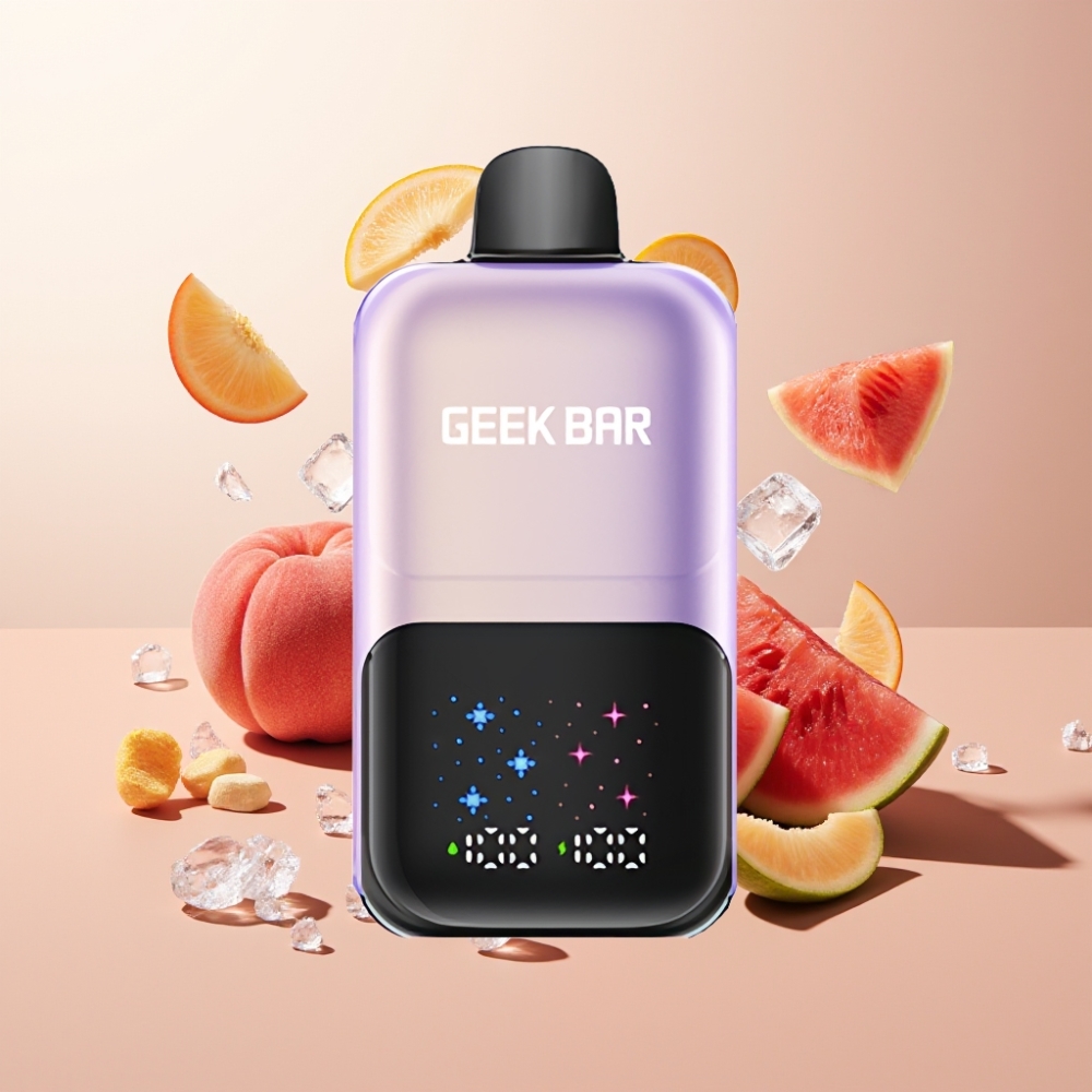 GEEKBAR 2GO Suomi tukku 20ml Dual Tanks 50000 Puffs 3-level Adjustable Kertakäyttöinen Vape Pen Persikka Mango Vesimeloni Jää