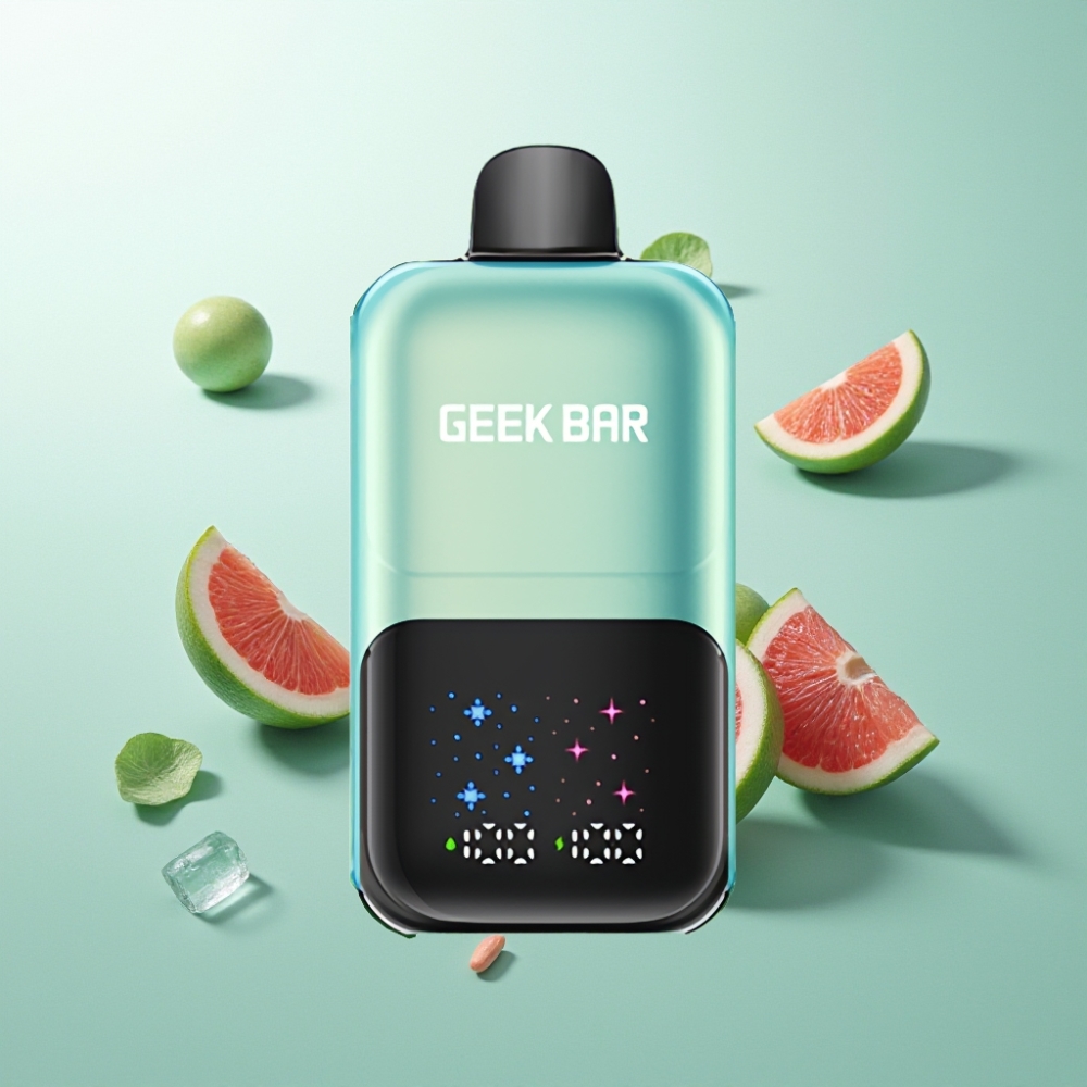 Suomi tukku GEEKBAR 2GO 20ml 50000 Puffs Two Series Kertakäyttöinen Vape Pen Kylmä Minttijää, Interaktiivinen Näyttö, 3-Tasoisen Säädettävä Maku/Jäähdytys, Ladattava Akku