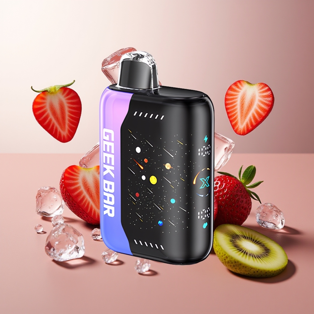 GEEKBAR Pulse X 42K Puffs Meteor Edition Mansikka-Kiivi Jää Suomi Tukku – 820mAh Pikalataus, 5% Nikotiinia, Dual Mesh Coil, Säädettävä Ilmanvirtaus
