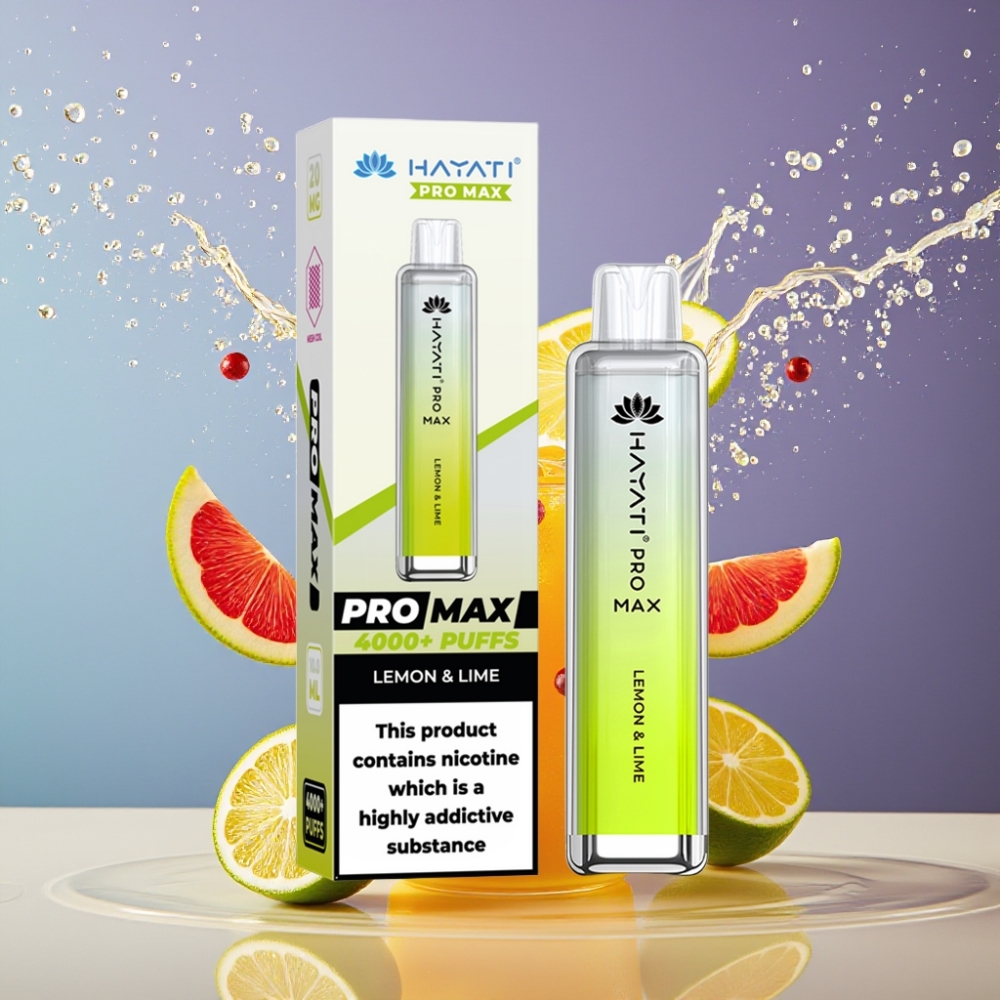 Hayati Pro Max 4000 Puffs Disposable Vape Sitruuna & Lime Suomi tukku - 1400mAh Akku, 2%/5% Nikotiini, 4000 Savutusta