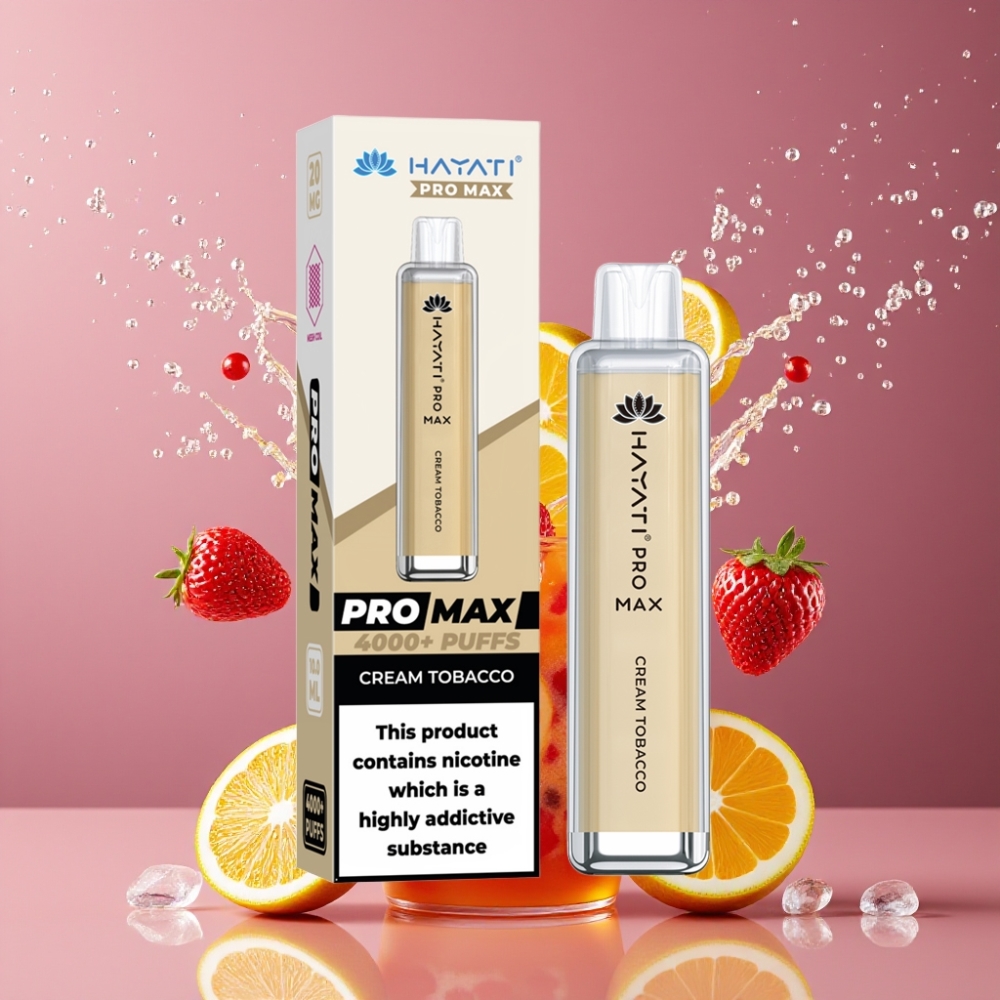 Hayati Pro Max 4000 Puffs Suomi Tukku Disposable Vape Kerma Tupakka – 1400mAh Akku, 2%/5% Nikotiini, 4000 Savutusta