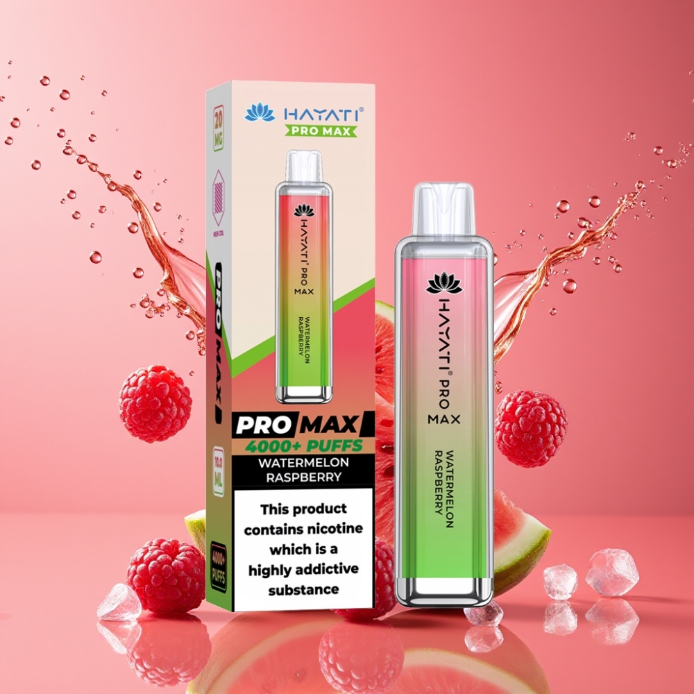 Hayati Pro Max 4000 Puffs Suomi tukku Disposable Vape Vesimeloni-Vadelma, 1400mAh Akku, 2%/5% Nikotiini, 28 28 120mm