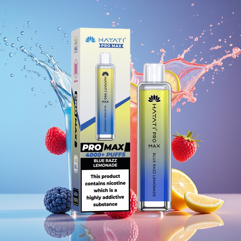 Suomi Tukku Hayati Pro Max 4000 Puffs Disposable Vape Sininen Vadelma Limsa – 5% Nikotiinia, 1400mAh Akku, 28 28 120mm