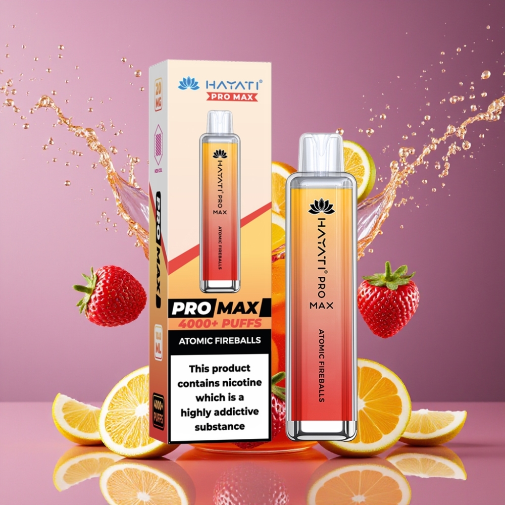 Suomi tukku Hayati Pro Max 4000 Puffs Disposable Vape Atomic Fireballs 2%/5% Nicotine 1400mAh Rechargeable 4000 Puffs LED Crystal