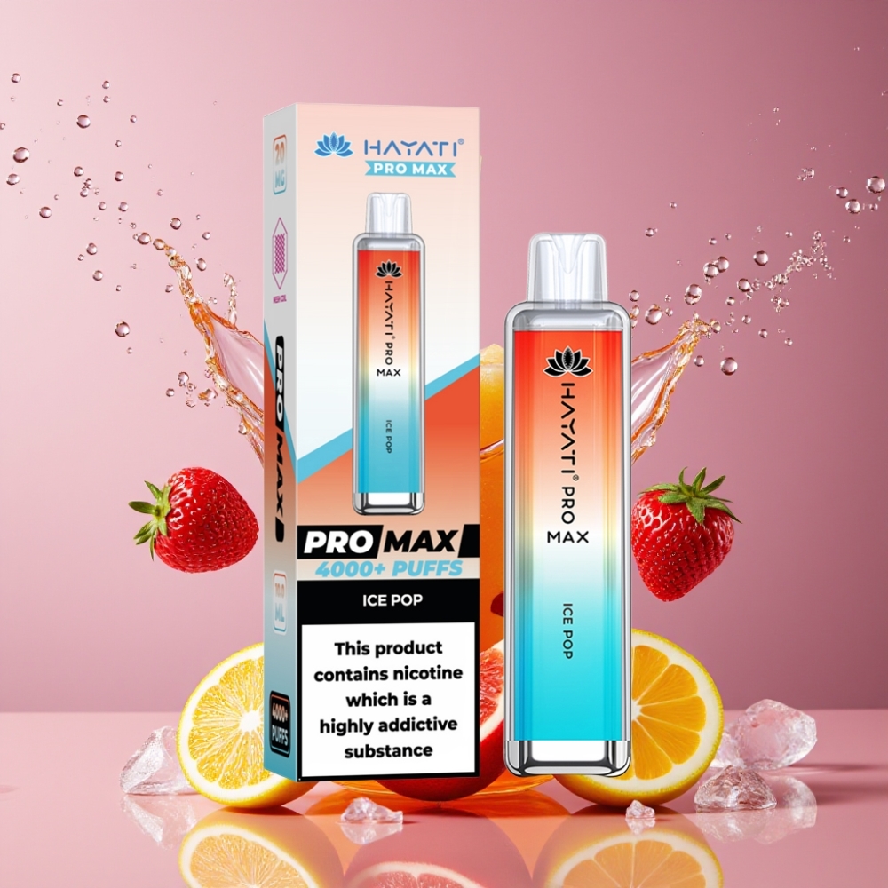 Suomi tukku Hayati Pro Max 4000 Puffs Disposable Vape Ice Pop - 1400mAh Akku, 2%/5% Nikotiinia, 4000 Imua, TPD-Yhteensopiva