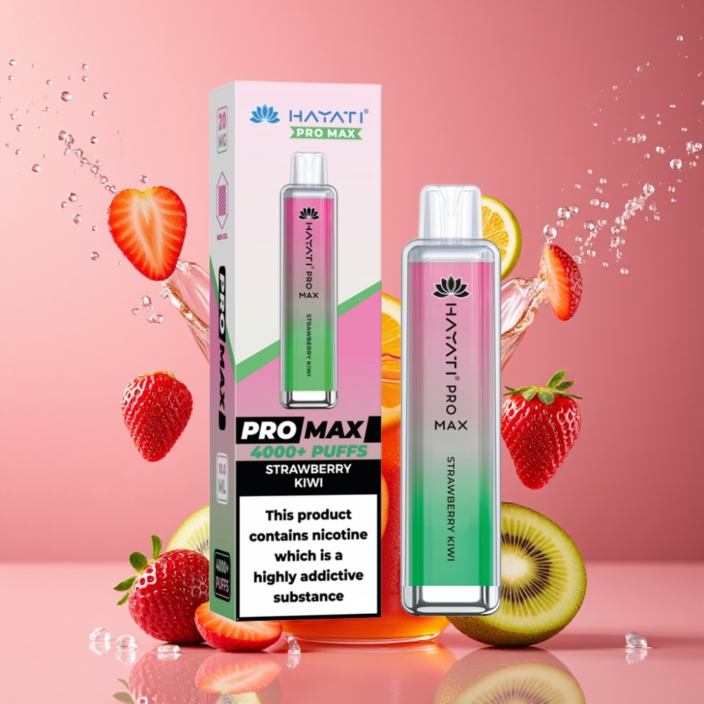 Suomi tukku Hayati Pro Max 4000 Puffs Disposable Vape Mansikka-Kiivi 2ml/10ml, 1400mAh, 2%/5% Nikotiinia, TPD-yhteensopiva