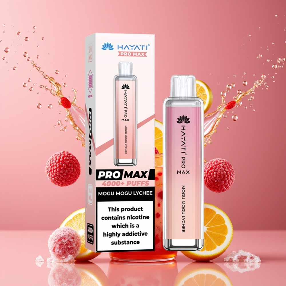 Suomi tukku Hayati Pro Max 4000 Puffs Disposable Vape Mogu Mogu Litsi, 1400mAh akku, 2%/5% Nikotiini, Dual 1.1 Ohm Mesh Coil