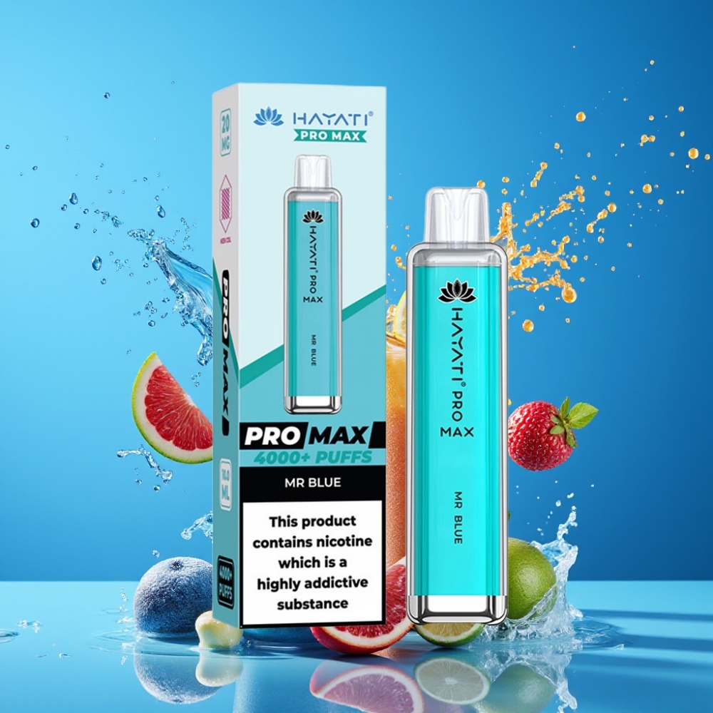 Suomi tukku Hayati Pro Max 4000 Puffs Disposable Vape Mr Sininen - 2%/5% Nikotiinia, 1400mAh Akku, 4000 Savutusta, Uudelleenladattava