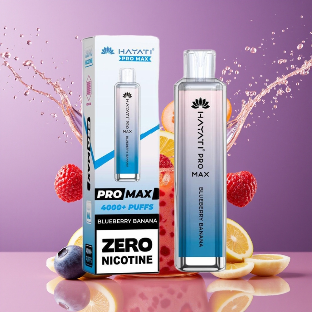Suomi tukku Hayati Pro Max 4000 Puffs Disposable Vape Mustikka-Banaani 1400mAh Ladattava Akku LED-valo 2ml/10ml TPD-yhteensopiva