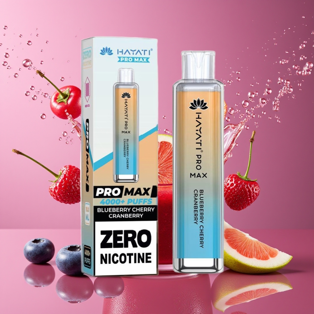 Suomi tukku Hayati Pro Max 4000 Puffs Disposable Vape Mustikka-Kirsikka-Karpalo, 1400mAh Akku, 2%/5% Nikotiinia, 28 28 120mm, TPD-yhteensopiva