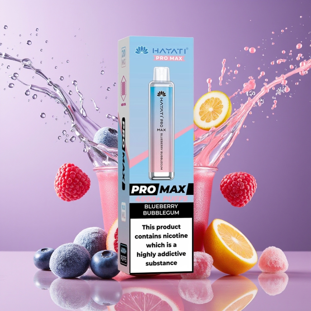 Suomi tukku Hayati Pro Max 4000 Puffs Disposable Vape Mustikka Purukumi 1400mAh Akku, 2%/5% Nikotiinia, 2ml Säiliö 10ml Automaattitäyttö, Dual 1.1 Ohm Mesh Coil