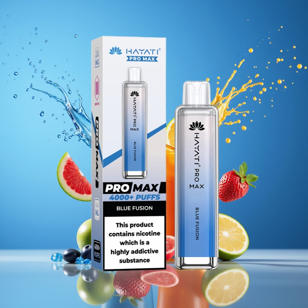 Suomi tukku Hayati Pro Max 4000 Puffs Disposable Vape Sininen Fuusio - 1400mAh Akku, 2%/5% Nikotiinia, 4000 Savutusta