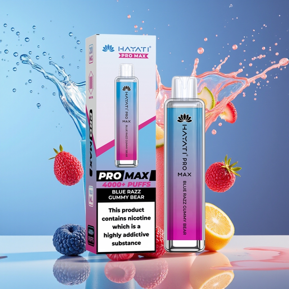Suomi tukku Hayati Pro Max 4000 Puffs Disposable Vape Sininen Viskipussi Karhu 1400mAh, 10ml automaattitäyttö, LED-valo