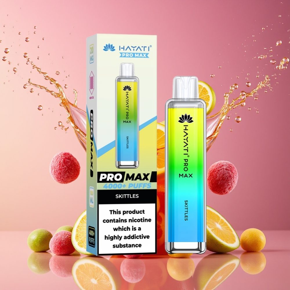 Suomi tukku Hayati Pro Max 4000 Puffs Disposable Vape Skittles (Pallukka) – 1400mAh Akku, 2%/5% Nikotiini, 1.1 Ohm Kaksoiskäämitys