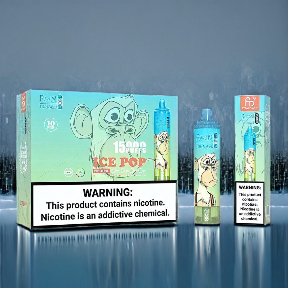 Suomi Tukku Fumot RandM Tornado 15000 Puffs Vape Ice Pop 25ml 850mAh Mesh Coil Type-C LCD
