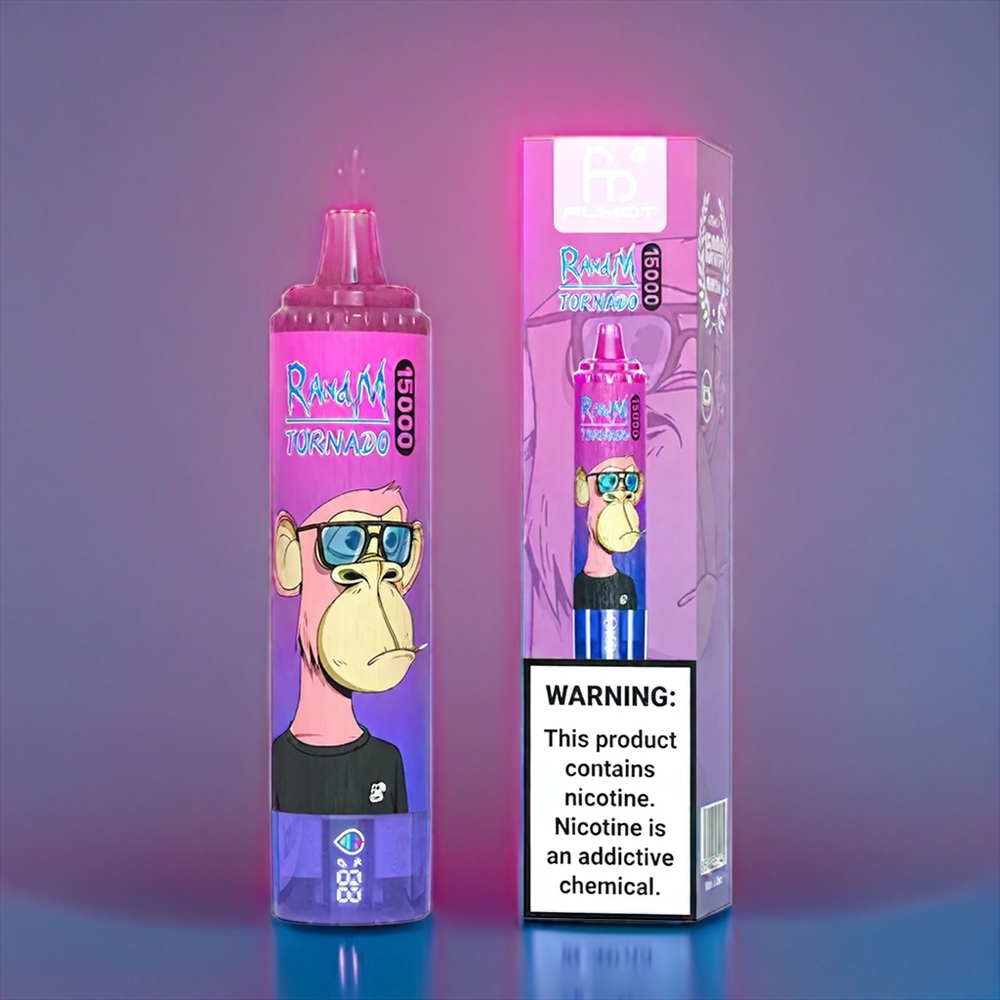 Suomi tukku Fumot RandM Tornado 15000 Puffs 25ml Mesh Coil LCD Näyttö 850mAh Type-C Mansikka Viinirypäle