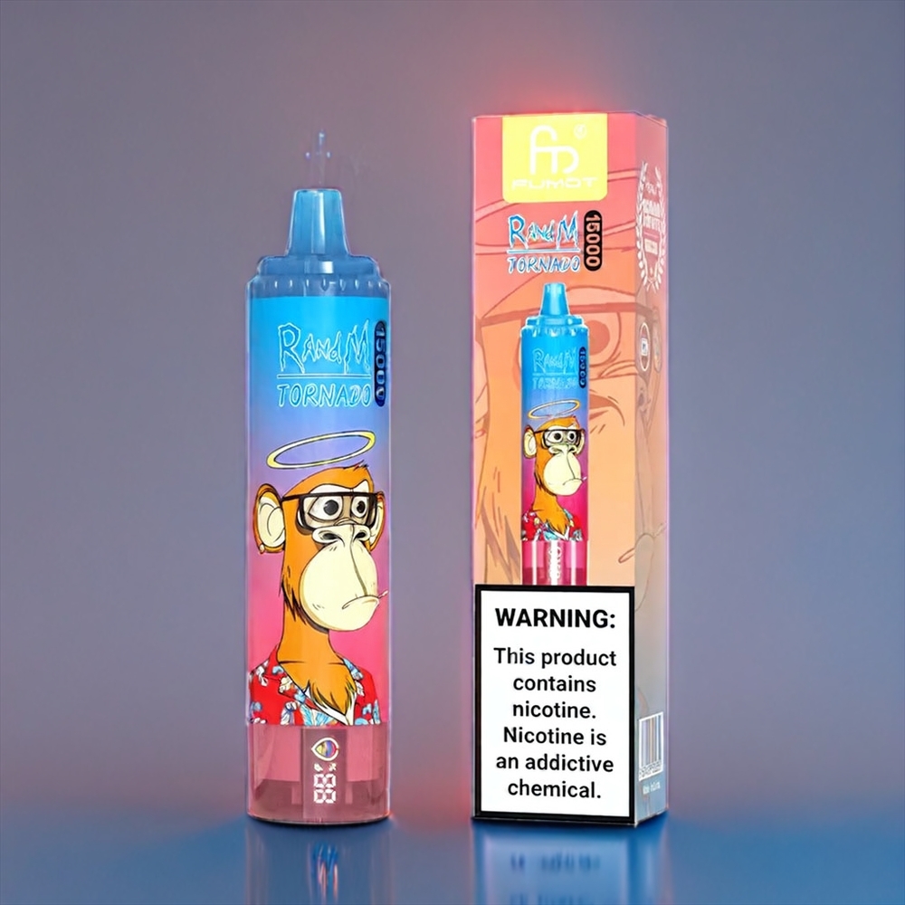Suomi tukku Fumot RandM Tornado 15000 Puffs Vape 25ml 850mAh Sininen Vadelma-Kirsikka Mesh LCD