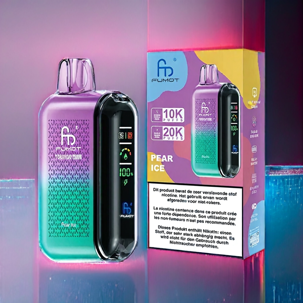 Suomi tukku Fumot Tornado 20000 Puffs 20ml 850mAh Dual Mesh Coil Pear Ice Vape