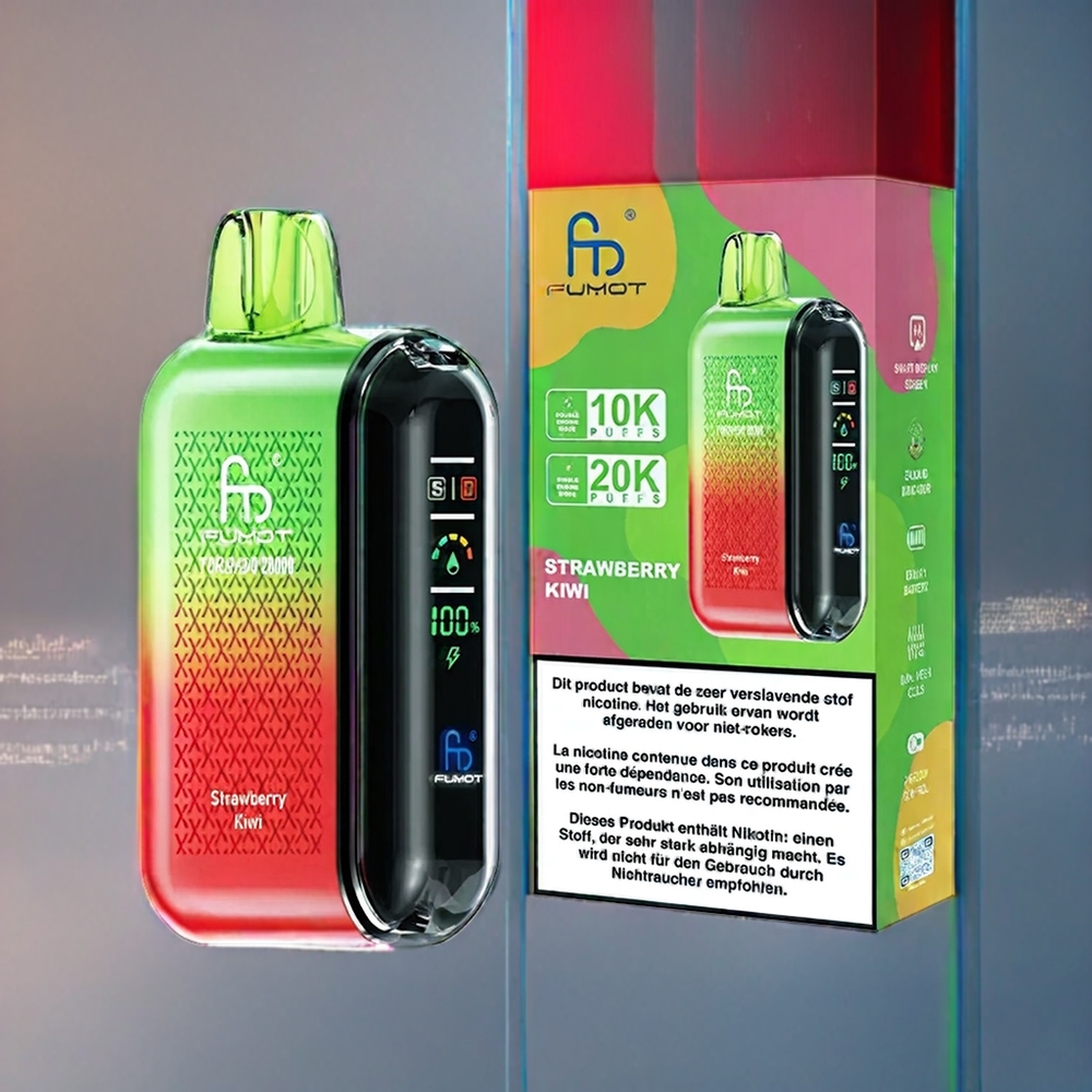 Suomi tukku Fumot Tornado 20000 Puffs 20ml Dual Mesh 850mAh Strawberry-Kiivi 2% Nikotiini