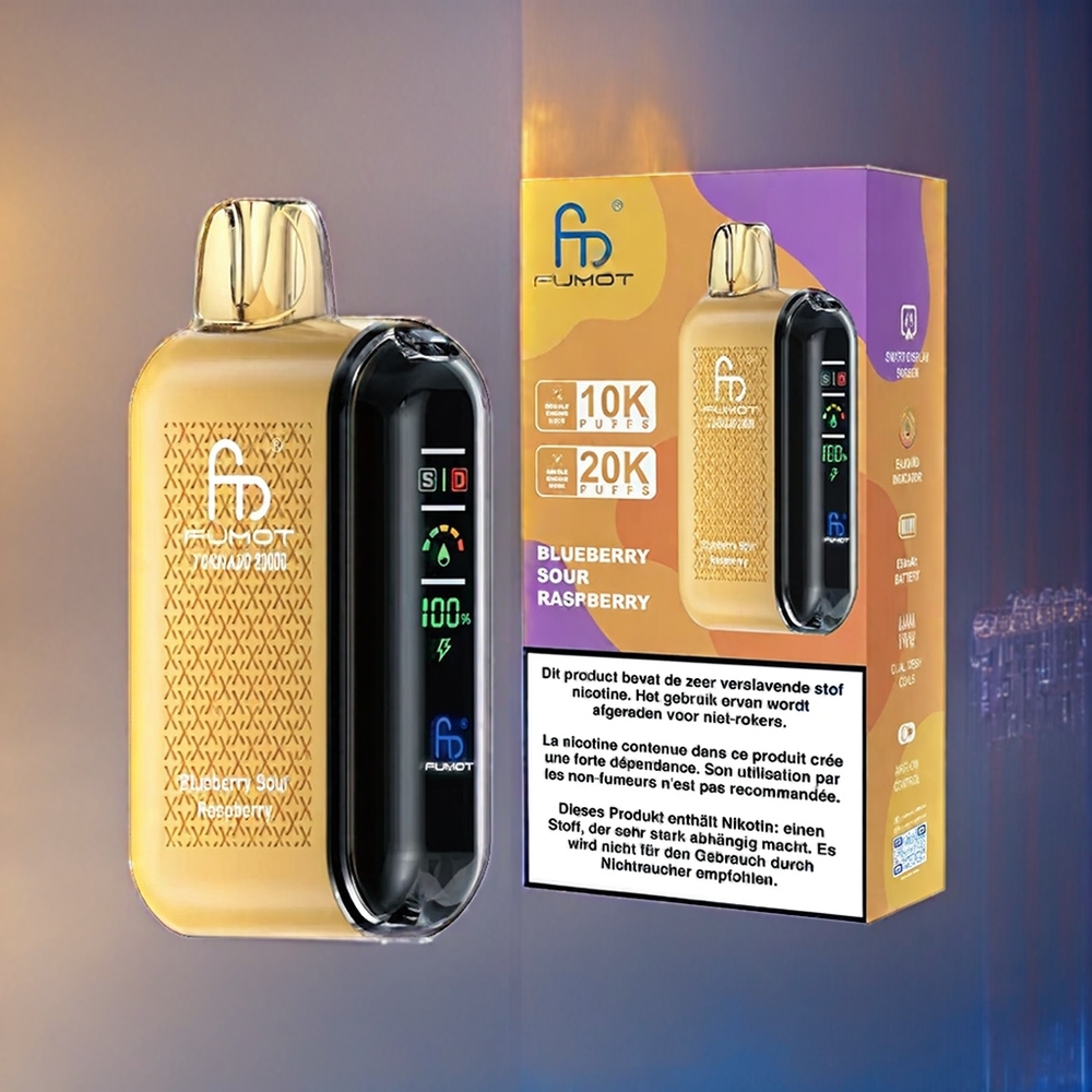 Suomi tukku Fumot Tornado 20000 Puffs 20ml Dual Mesh Coil Vape Mustikka-Hapanvadelma