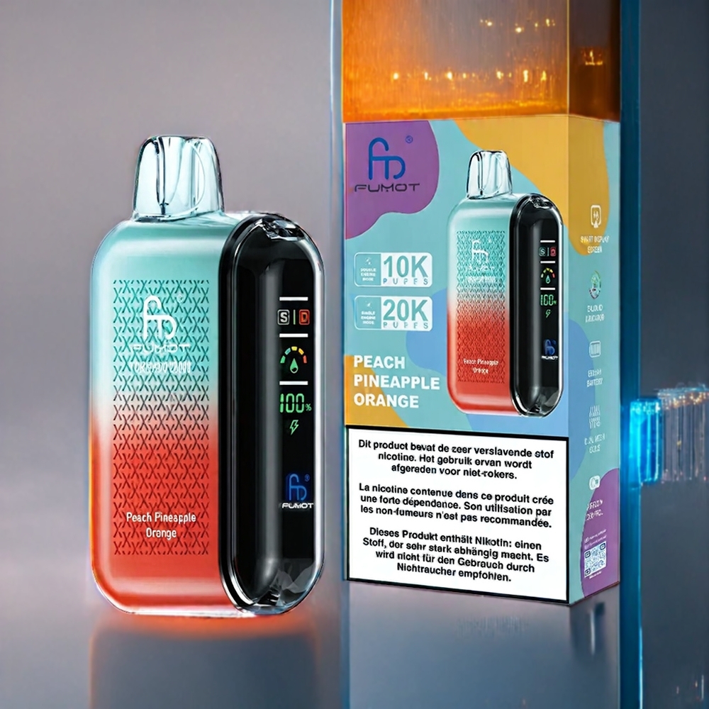 Suomi tukku Fumot Tornado 20000 Puffs 20ml E-liquid 850mAh Battery Peach Pineapple Orange