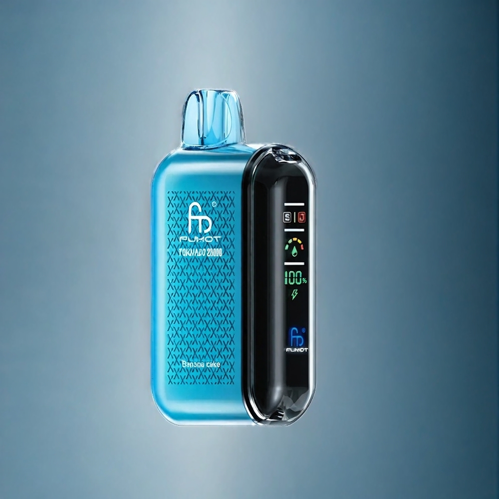 Suomi tukku Fumot Tornado 20000 Puffs Vape Banana Cake - 20ml E-liquid, Dual Mesh Coil, 850mAh, Smart Display