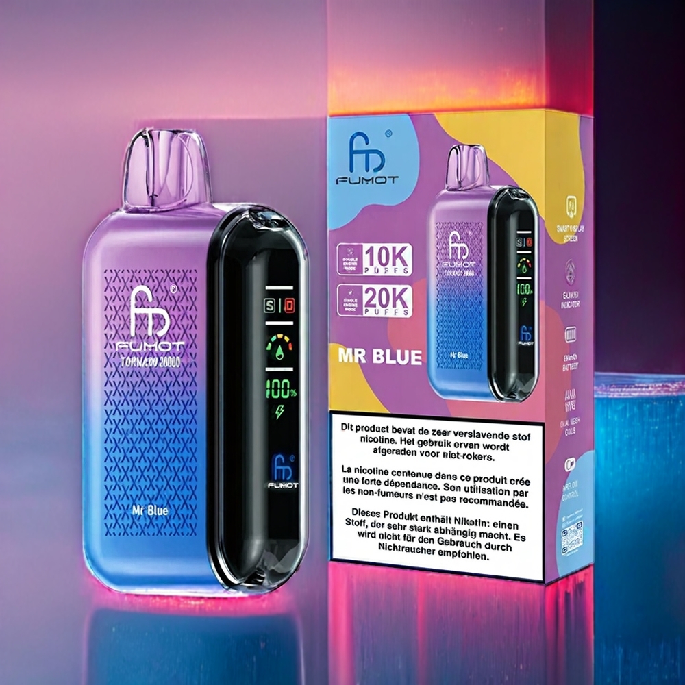 Suomi tukku Fumot Tornado 20000 Puffs Vape Herra Sininen – Dual Mesh, 20ml, 850mAh, 2% Nikotiinia