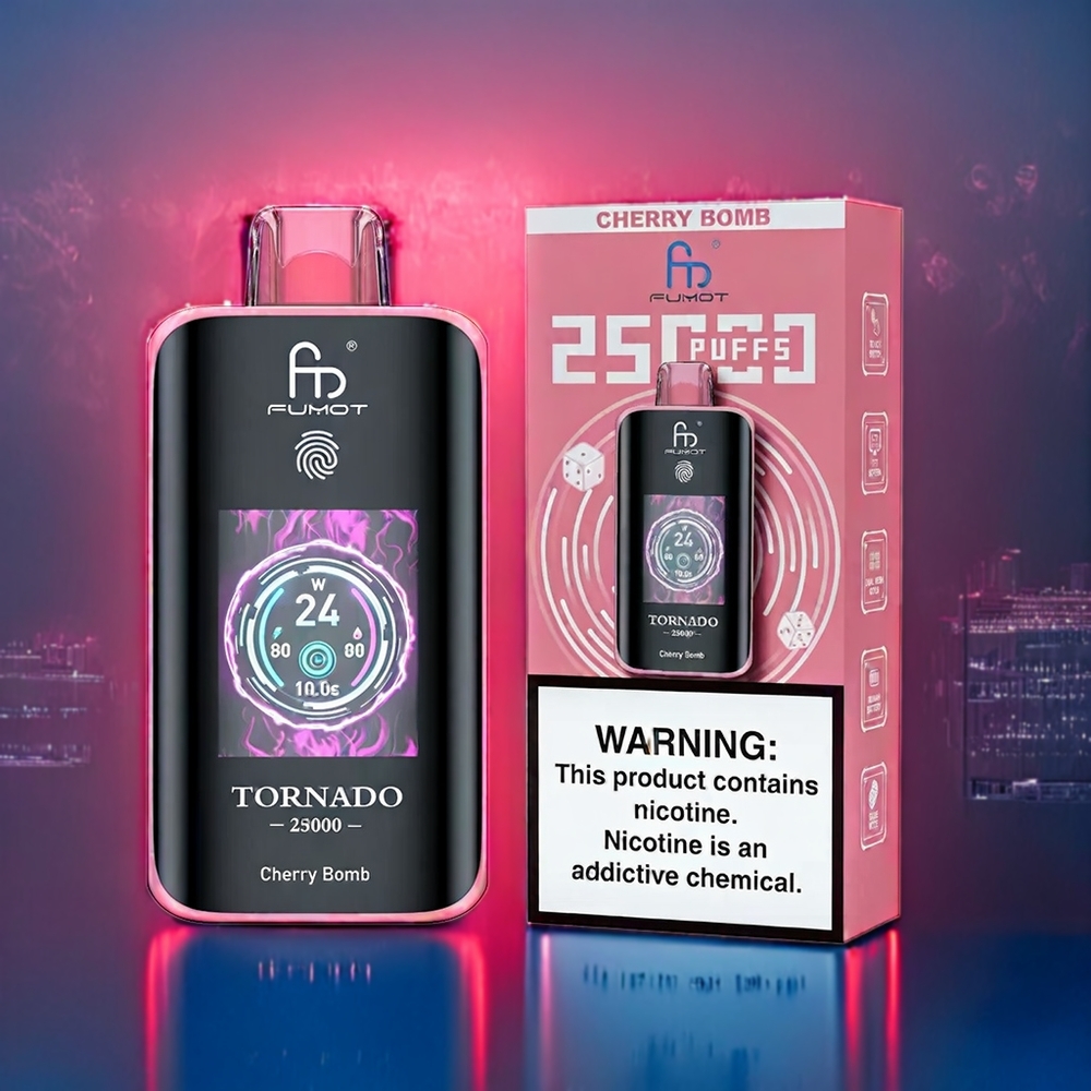 Suomi tukku Fumot Tornado 25000 Puffs HD Screen 700mAh Cherry Bomb 20ml Pre-filled Type-C