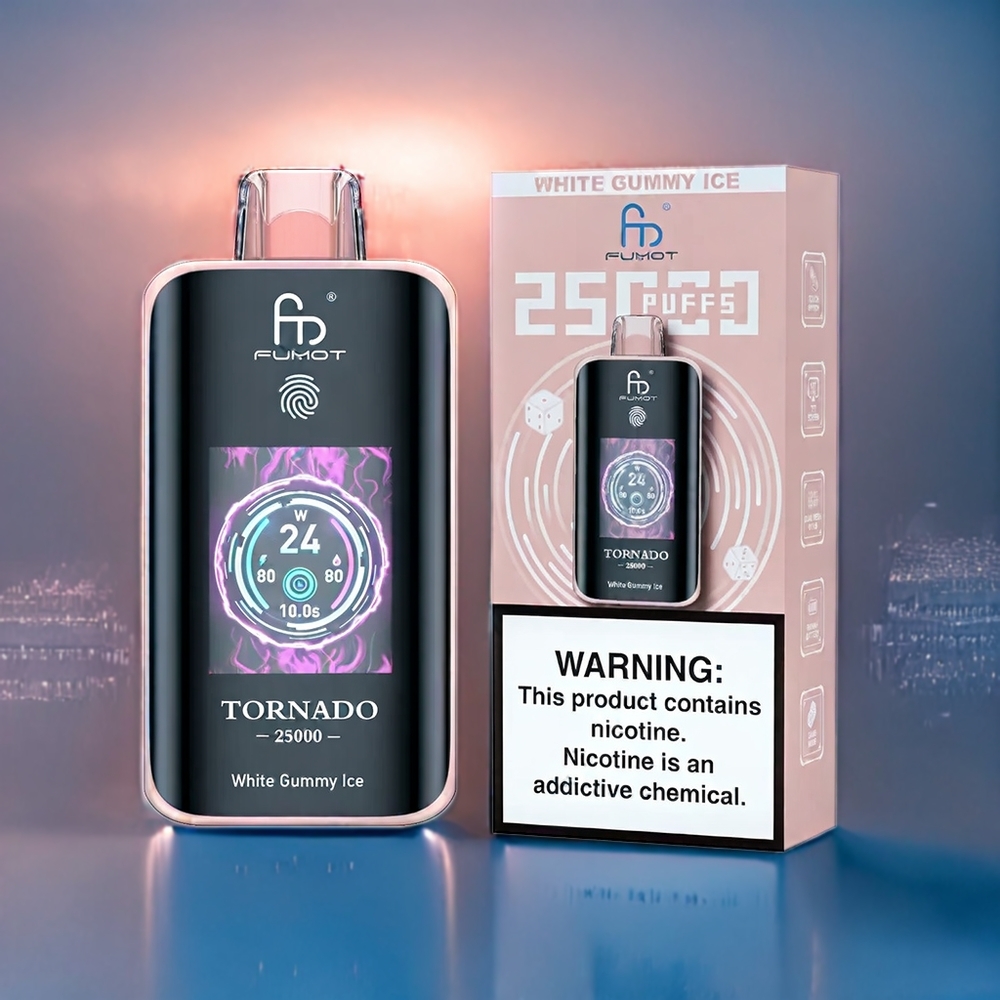 Suomi tukku Fumot Tornado 25000 Puffs HD Screen 700mAh Valkoinen Kumi Jää