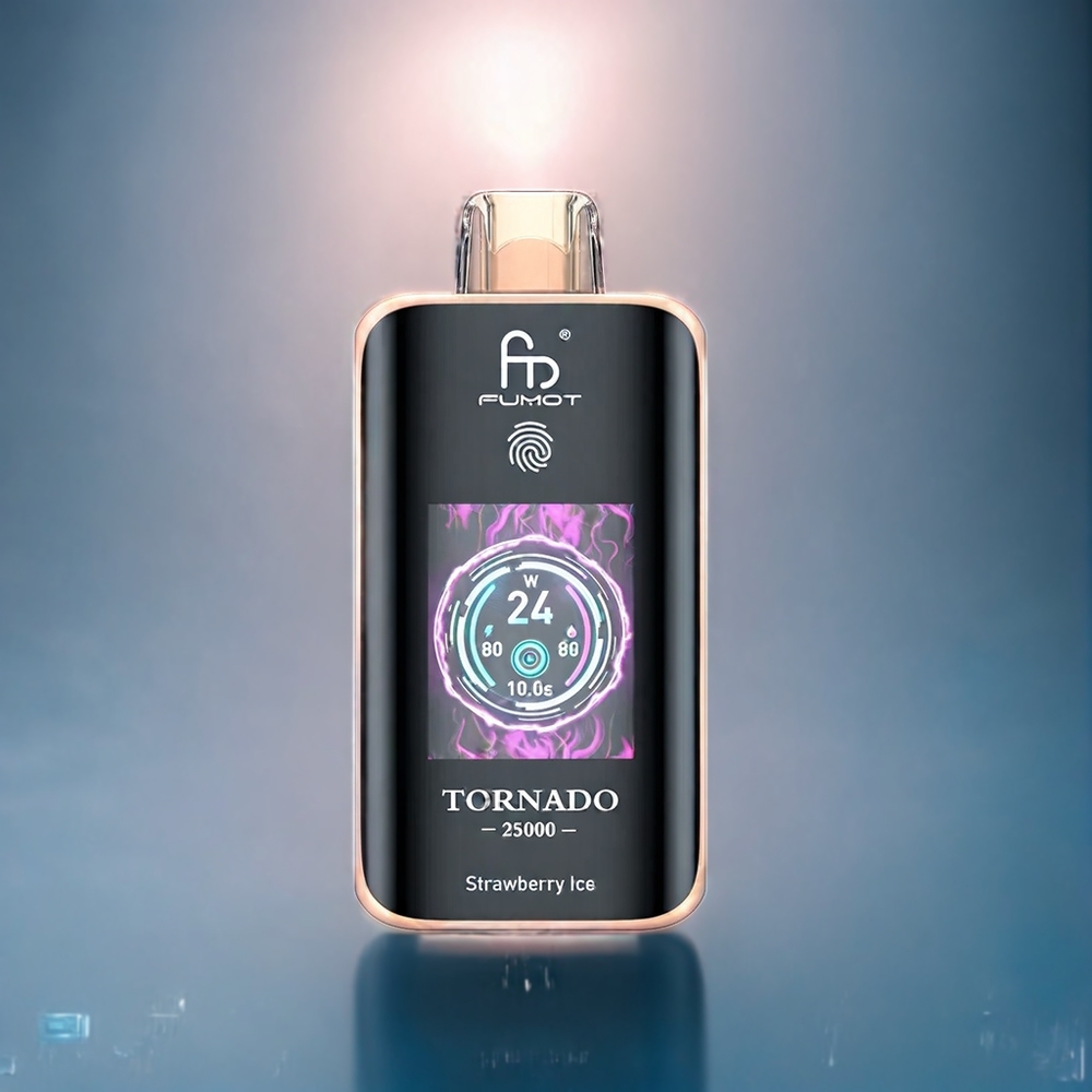Suomi tukku - Fumot Tornado 25000 Puffs Vape Mansikkajää HD Screen & 700mAh Akku Type-C - 0/2%/3%/5% Nikotiinia