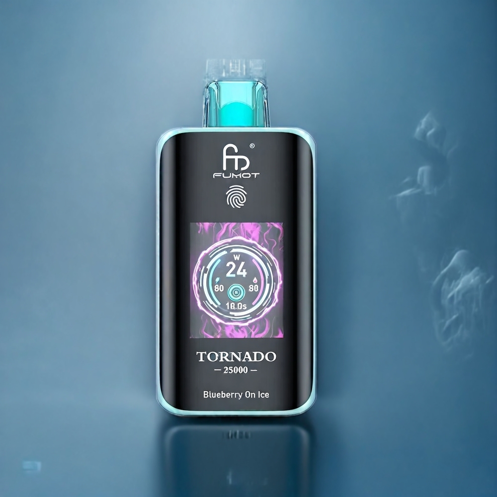 Suomi tukku Fumot Tornado 25000 Puffs Vape Mustikka Jäällä - HD Screen, 700mAh Akku, 20ml Nestettä, Type-C Lataus