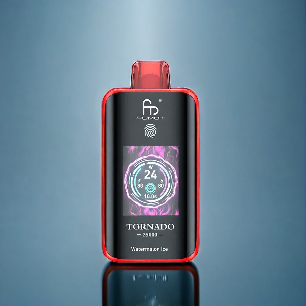 Suomi tukku Fumot Tornado 25000 Puffs (Watermelon Ice) – HD Screen, 700mAh Battery, 20ml E-liquid, Type-C Charging
