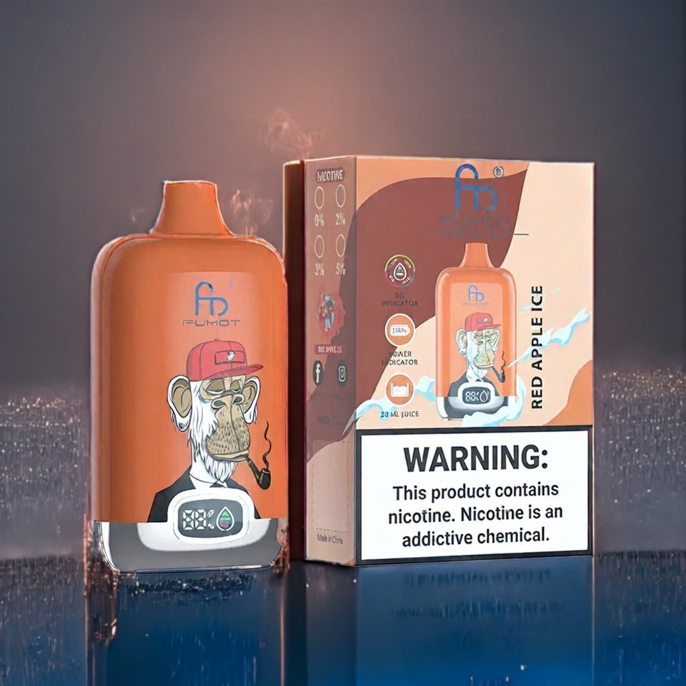 Fumot Tornado Digital Box 12000 Puffs Suomi Tukku 20ml E-Liquid 550mAh Type-C Charging Punainen Omena Jää (Red Apple Ice)