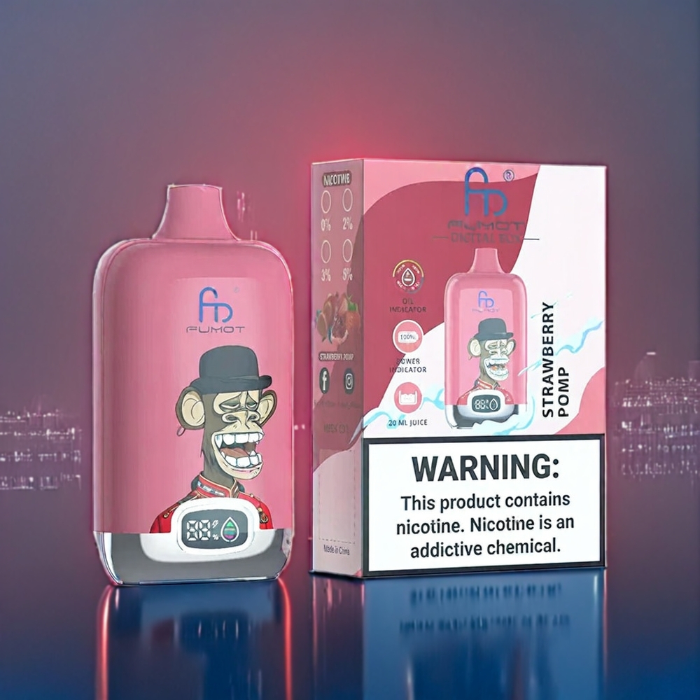 Fumot Tornado Digital Box 12000 Puffs Suomi Tukku – 20ml E-Liquid, Mesh Coil, Type-C Charging, Mansikka-Pom