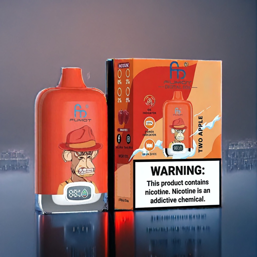 Fumot Tornado Digital Box 12000 Puffs Suomi tukku – 20ml E-Liquid, Mesh Coil, Type-C Charging, Kaksi Omenaa