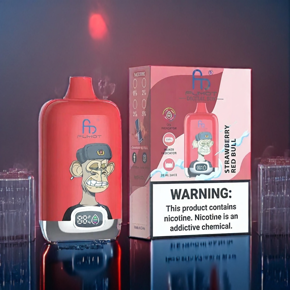 Suomi tukku - Fumot Tornado Digital Box 12000 Puffs 20ml Mesh Coil Type-C MTL Vape Mansikka Red Bull