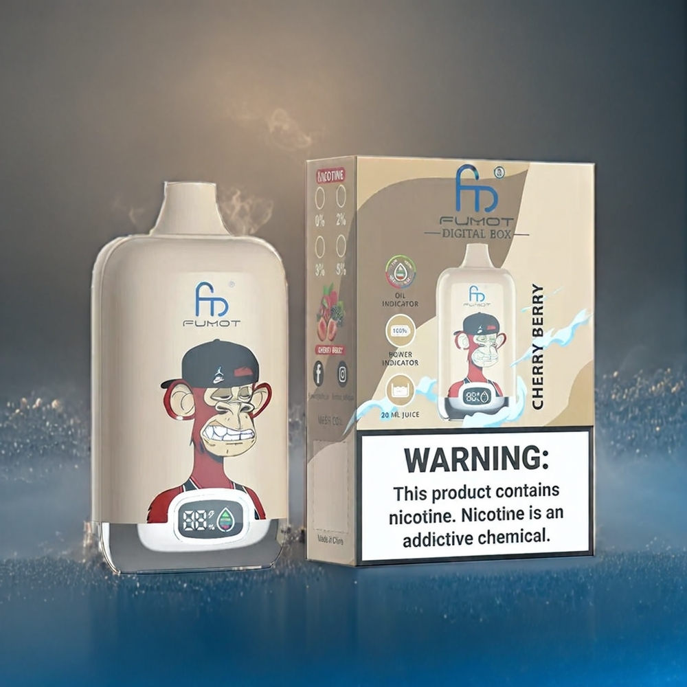 Suomi tukku Fumot Tornado Digital Box 12000 Puffs 20ml Mesh Coil Type-C Vape Kirsikka-Marja