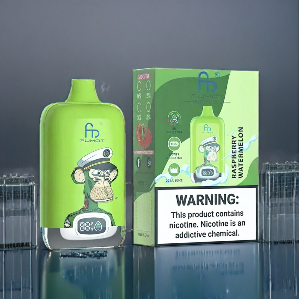 Suomi tukku Fumot Tornado Digital Box 12000 Puffs 20ml Mesh Coil Type-C Vape Vadelma Vesimeloni