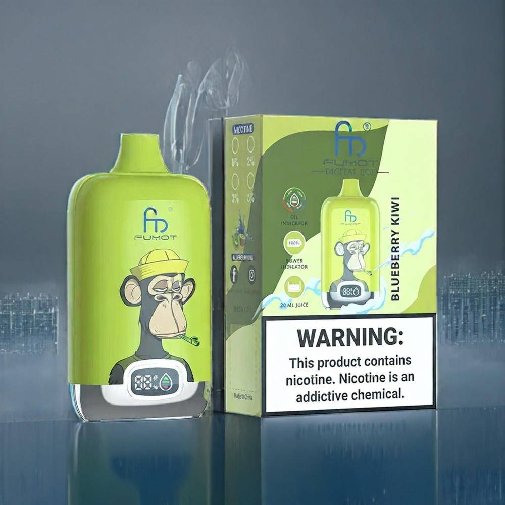 Suomi tukku Fumot Tornado Digital Box 12000 Puffs 20ml Meshsydän Type-C Lataus Mustikka-Kiivi