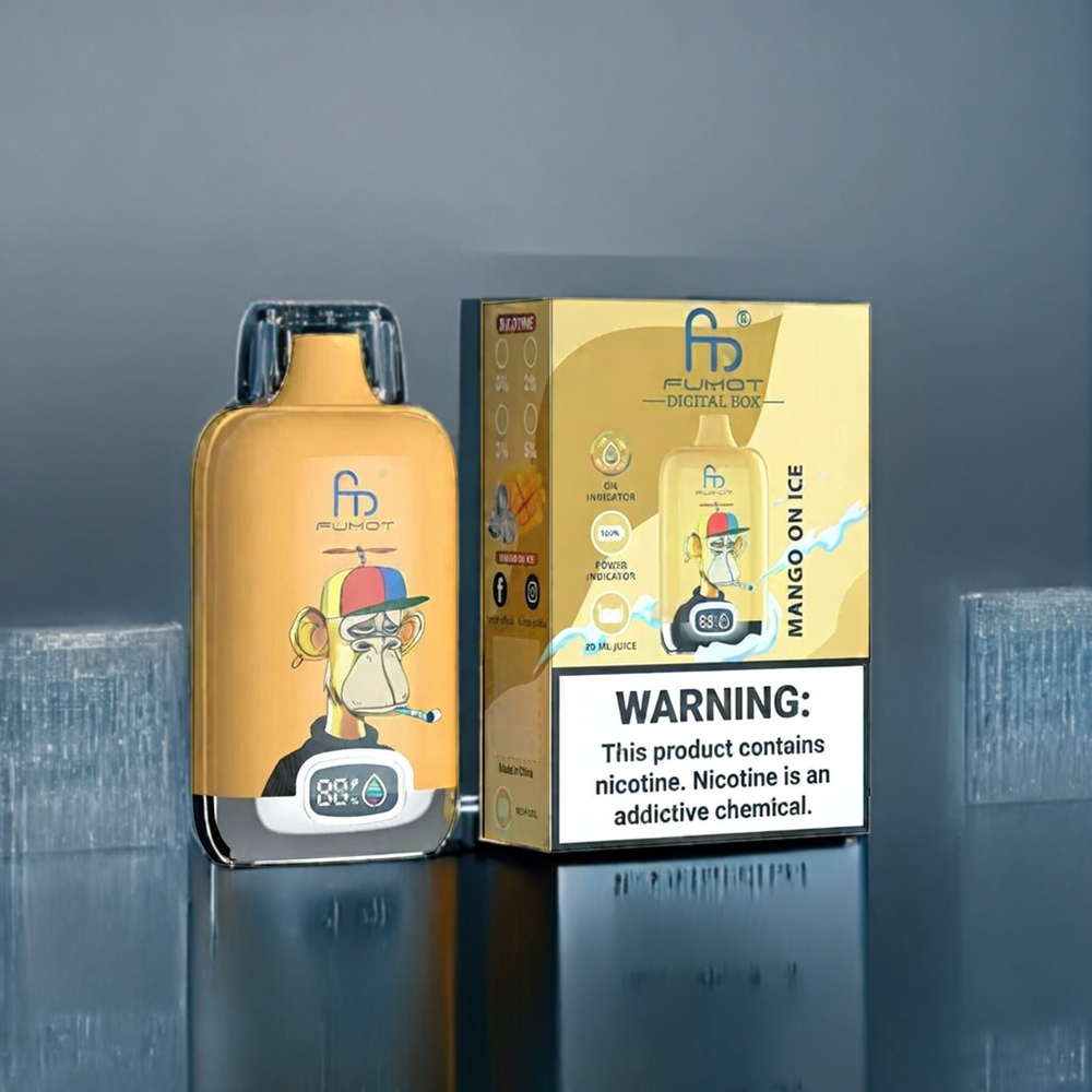 Suomi tukku Fumot Tornado Digital Box 12000 Puffs Mango jäällä 20ml nestemäistä Mesh-käämi Type-C-lataus