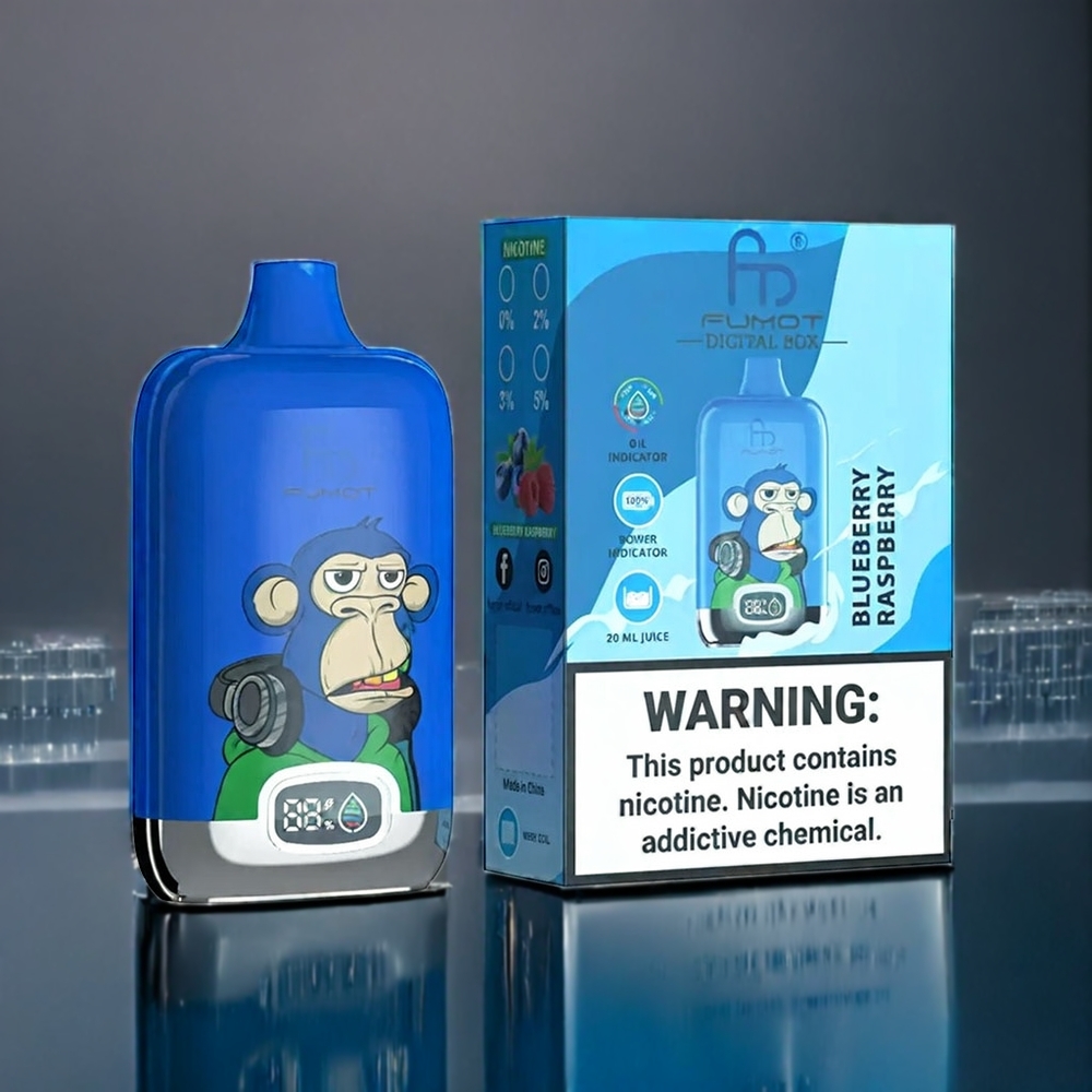 Suomi tukku Fumot Tornado Digital Box 12000 Puffs Vape 20ml Mesh Coil Type-C Mustikka-Vadelma